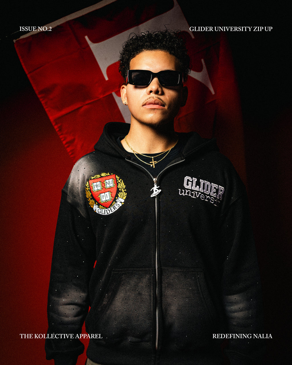 Black Glider University Zip-Up